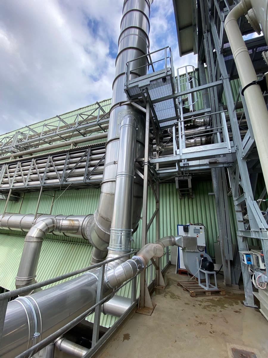 Stainless process ductwork with a PURA unit and its blower